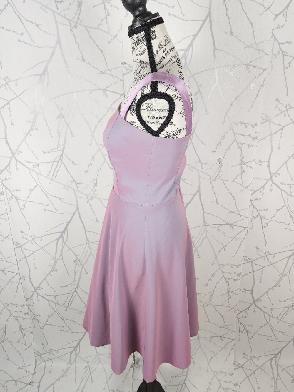 Le Chateau Pink Dupioni Iridescent Square Neck Fit & Flare Dress - Picture 3 of 6